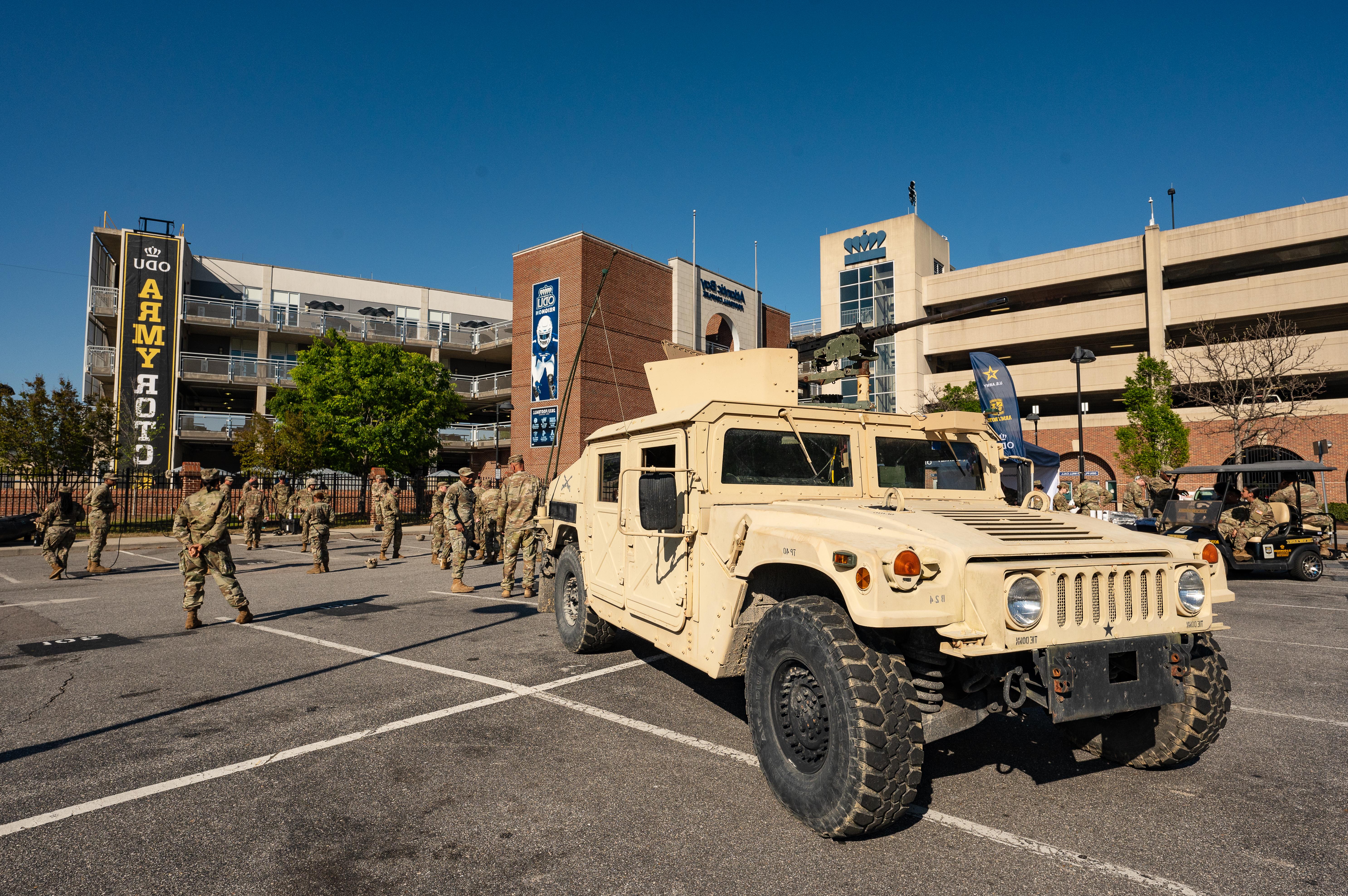 Army ROTC set up in ODU parking lot